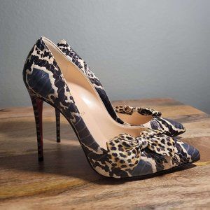 Christian Louboutin Bow-Accented Python Pumps